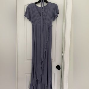 Isabel Maternity blue/gray long dress, with tie